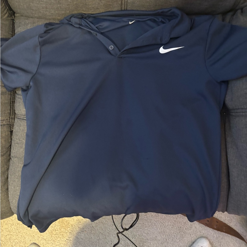 Nike Dark Blue Polo Shirt with White Logo